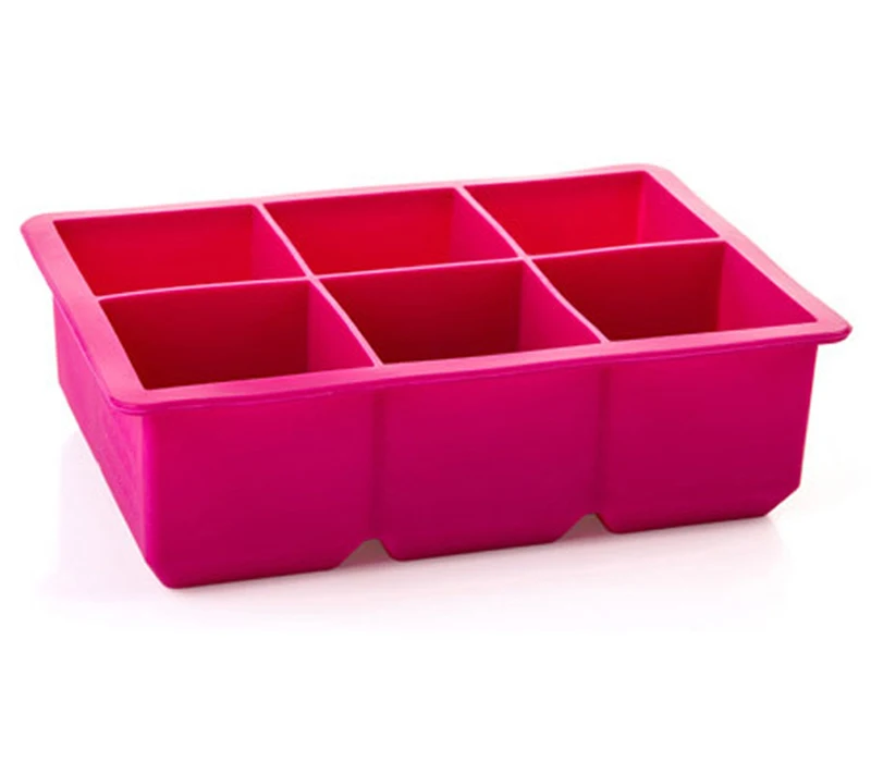6 Grid Square Ice Cube Maker Big Silicone Ice Cube Tray Mold Frozen Ice Cream Chocolate Mold with Lid Bar Party Kitchen Gadgets (8)