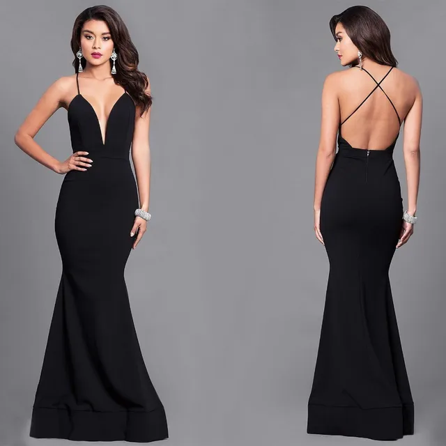 Deep V Neck Evening Dress