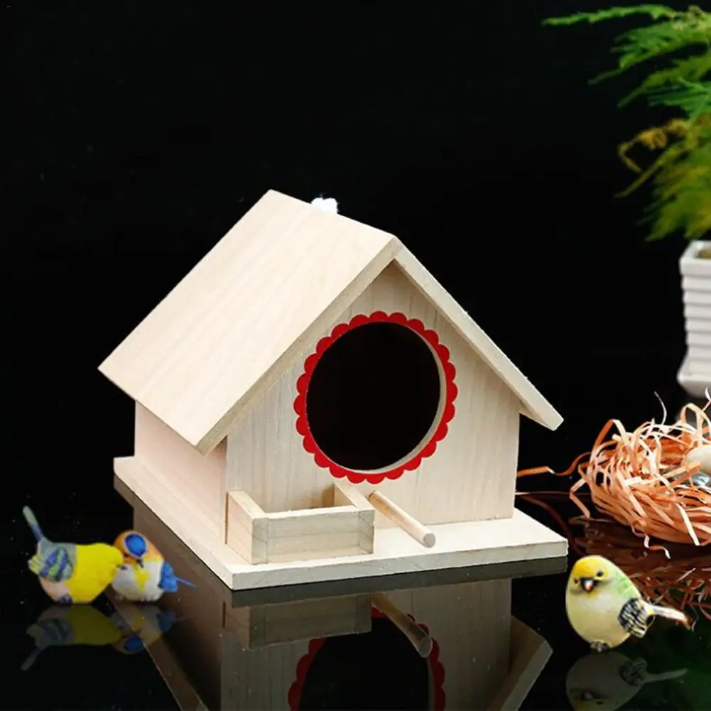 Wood Birds Nest Box DIY Small Outdoor Garden Parrot Cockatiels Swallows Nest Wooden Bird House bird house bird nest