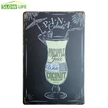 PINA Colada Cocktail Poster Vintage Home Decor Tin Sign Bar/Pub/Hotel Wall Decorative Metal Sign Retro Painting Metal Plaque