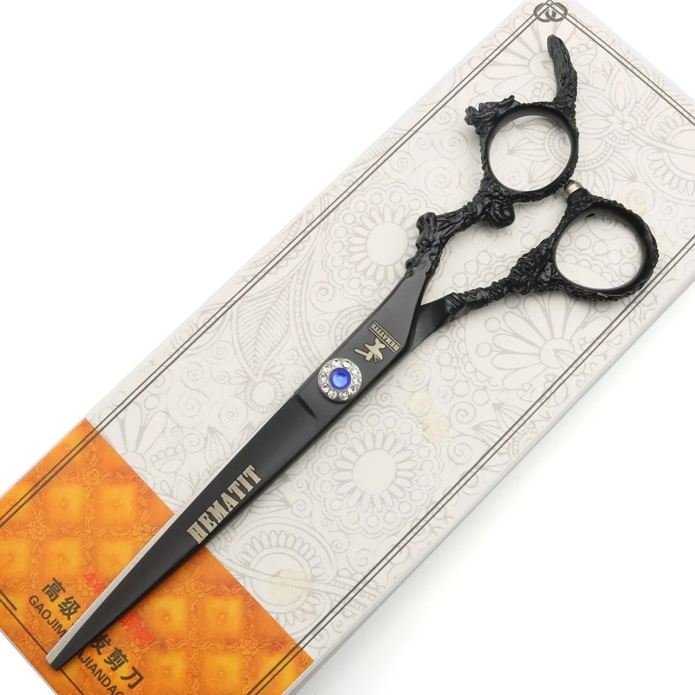Уникальный подвеска дракон ручка Парикмахерские Ножницы 7,0 дюйма волос Профессиональные ножницы для парикмахерских плоские ножницы