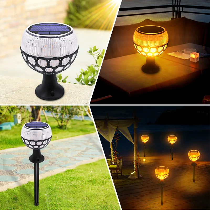 

Solar Flashlight Waterproof Flash Dance Flame Light 96 LED Wireless Outdoor Garden Trail Light