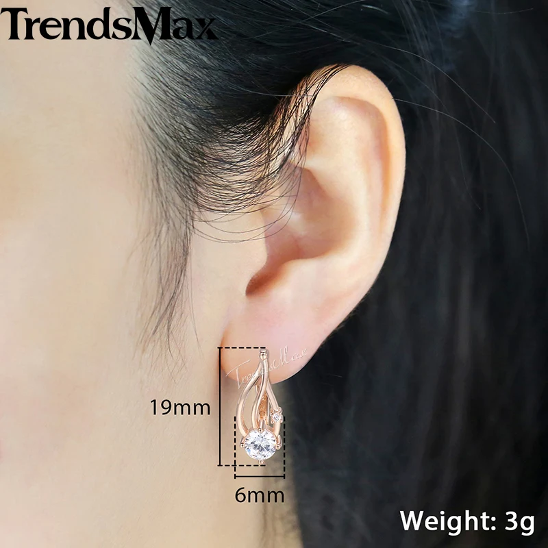 Trendsmax Women's Earrings Leaf Shaped Crystal Cubic Zircon Earrings Valentines Gifts For Women Party Wedding Jewelry KGE152