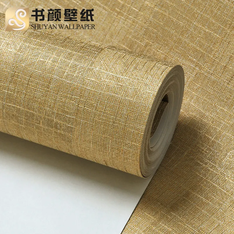Europe Textured Wall Papers Straw Vinyl Wallpapers Solid Embossed PVC