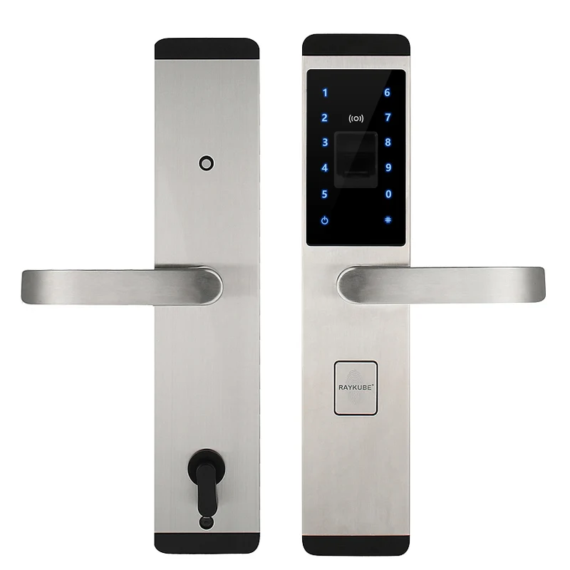 RAYKUBE отпечаток пальца электронный замок цифровой Умный Замок 4 способа разблокировка безопасности дома двери R-FX1 - Цвет: Серебристый