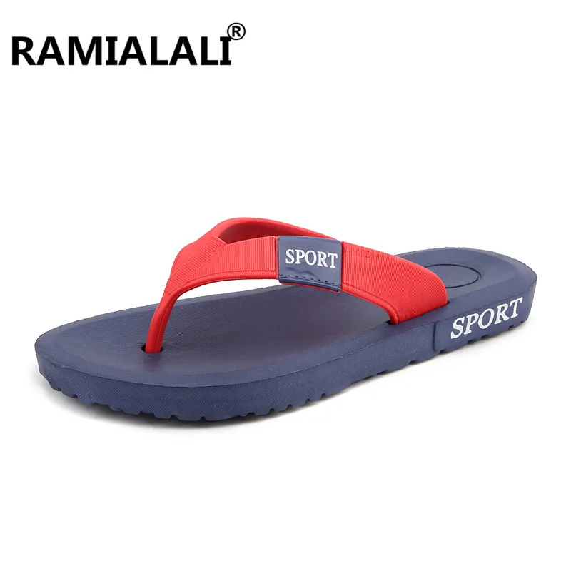 Ramialali пляжные тапочки мужские Вьетнамки Летние сандалии для мужчин Sandalias Плайя мужские сандалии Homme черный - Цвет: BLUE RED