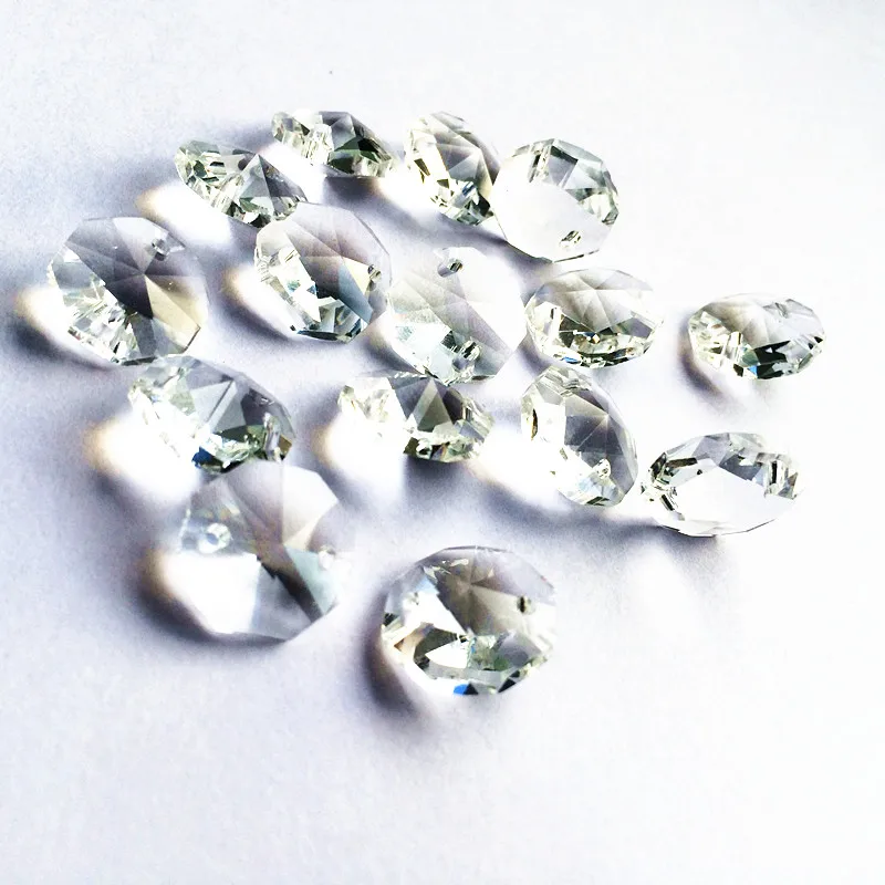 

14mm AAA Clear Crystal Octagon Glass Beads With 2 Holes,Curtains Beads(+100pcs Copper Bowtie Clips) ,Free Shipping