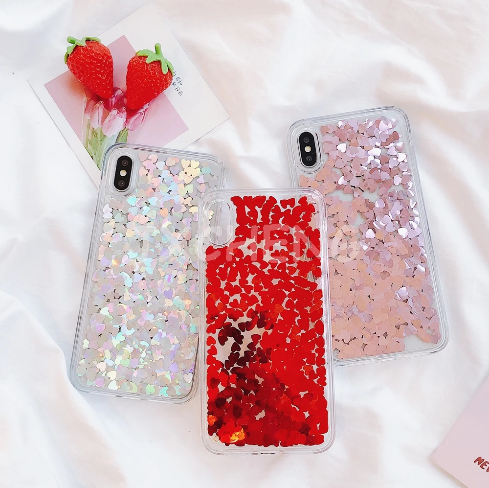 

Flowing Water Liquid Case For iPhone X XR XS Max 8 7 7Plus 6 6S Plus Shell Paillette Glitter Stars Soft Silicone TPU Covers