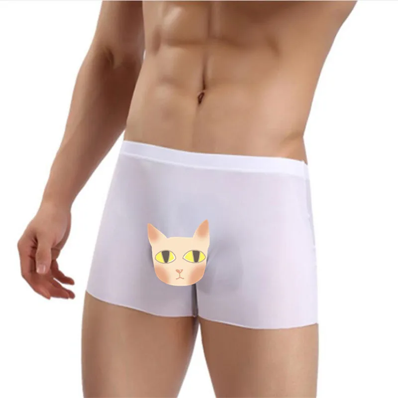 

Titmsny Solid Men's Underpants Smooth Breathable Boxer Sexy Men Ice Silk Shiny Transparent Boxer Underwear Seamless Boxer Shorts
