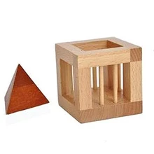 Развивающие детские деревянные игрушки-паззлы клетка, чтобы взять треугольник, чтобы взять башню, чтобы взять пьян импорт бука Досуг головоломки игрушки
