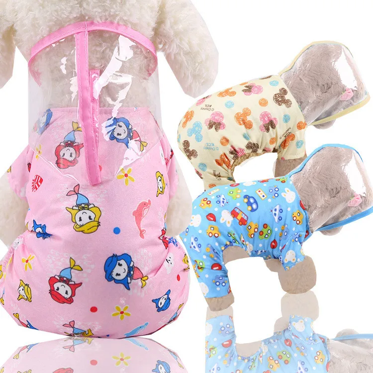 

1pc Fashion Pet Clothes Dog printing Waterproof Transparent Raincoats Small Dogs Clothing