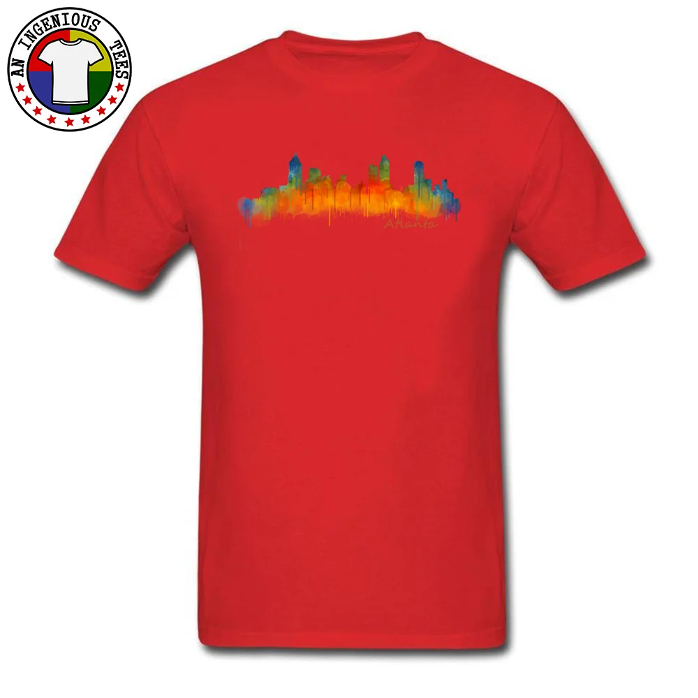 Street T-shirts 2018 Discount O Neck Atlanta City Skyline Hq v2 100% Cotton Men Tops Shirts Design Short Sleeve Tops Shirts Atlanta City Skyline Hq v2 red