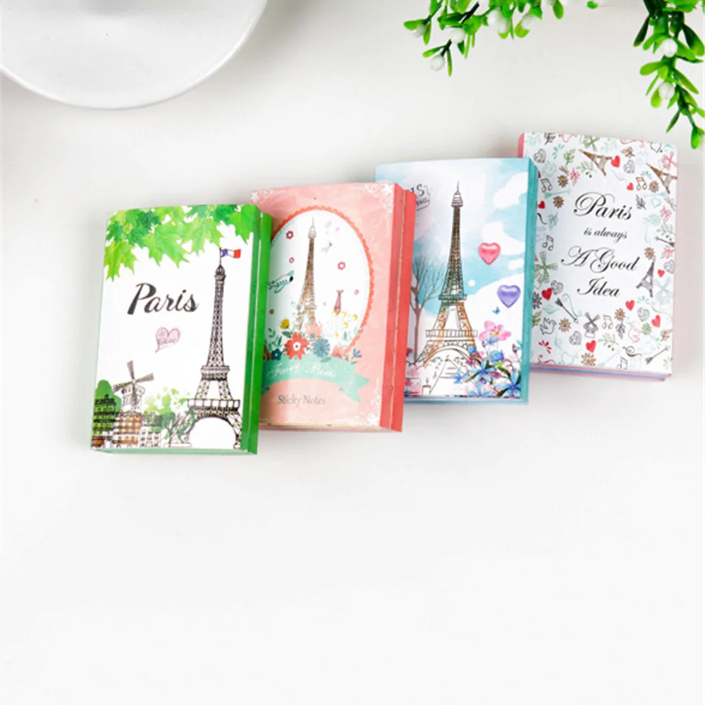 Creative Paris Eiffel Tower 6 Folding Memo Pad N Times Stickers Cute Notepad Kawaii Stationery Sticky Notes School Supplies - Color: random