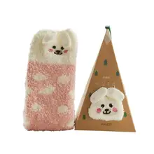 Милые флисовые Носки кораллового цвета носки с животными из мультфильмов зимние для мужчин и женщин