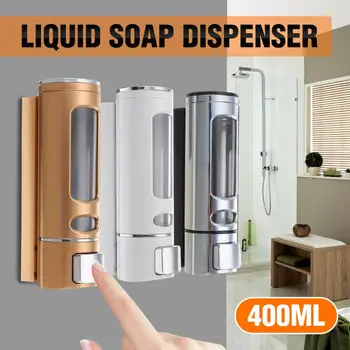 

400ml Wall Mount Liquid Soap Sanitizer Kitchen Bathroom Shower Shampoo Dispenser