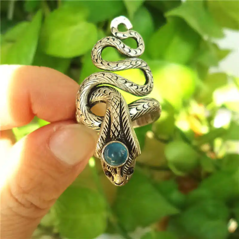 

R232 Nepal Vintage Rings Copper Old Silvertone Snake Rings for Man
