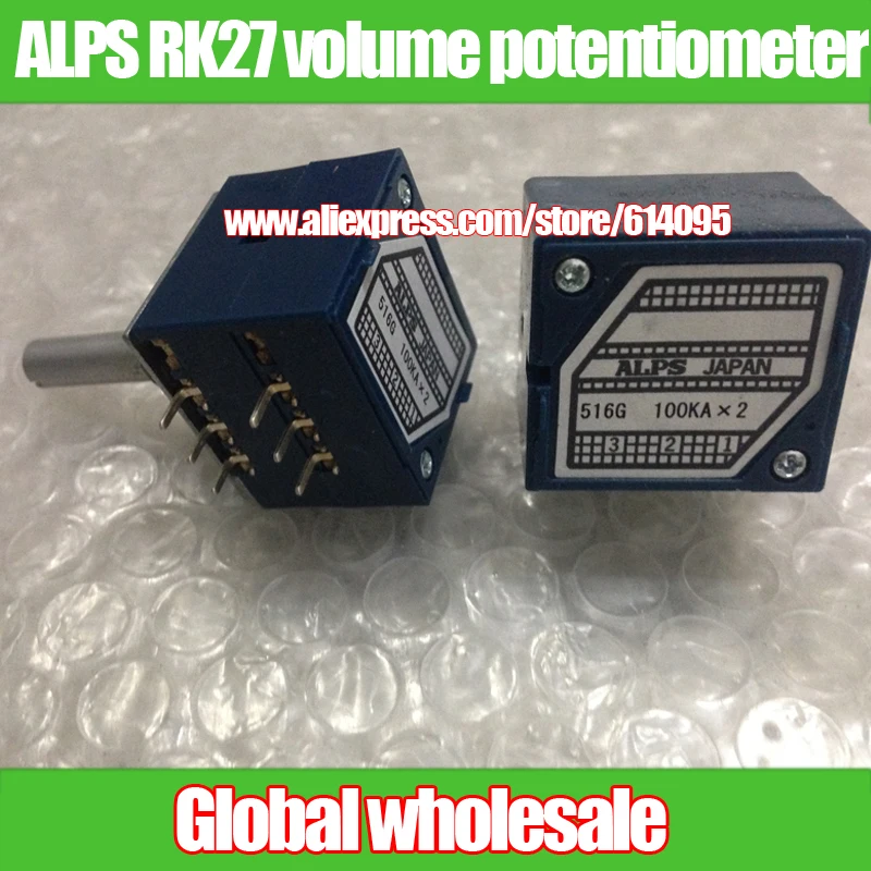 

1pcs Original Japanese ALPS RK27 double volume potentiometer / A50K A100K round handle 27 type audio potentiometer