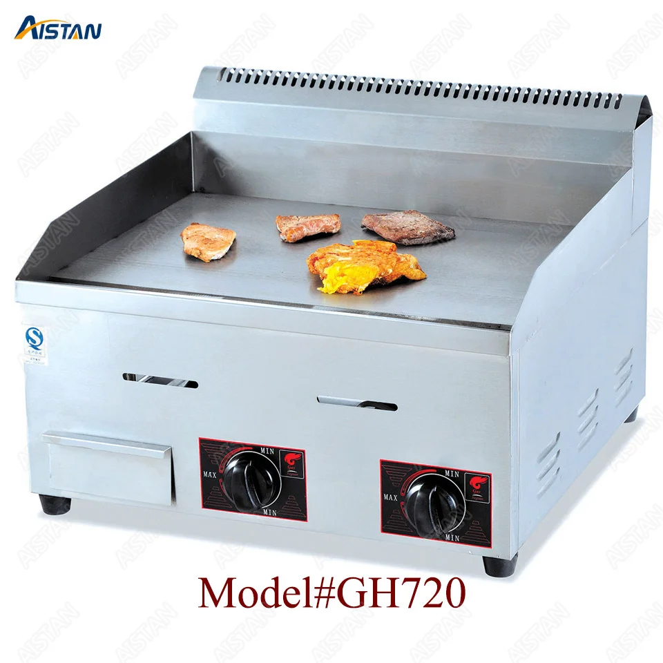 GH718 counter top desk top gas commercial grill griddle machine with grooved for kitchen equipment