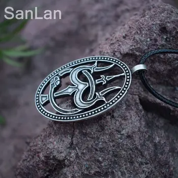 

SanLan Brand 12pcs trishula and ouroboros necklace shiva's trident and snake pendant necklaces sanlan