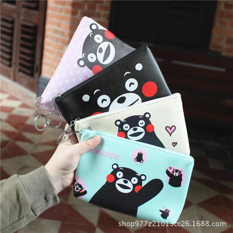 

IVYYE 1PCS Black Kumamon Anime PU Coin Purse Cartoon Soft Change Bags Coins Pouch Money Wallet Card Key Storage Kids Gift