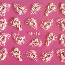 Европа Красота Белый цветок розы Кружева резные стикеры 3D на ногти nail Art 3D наклейки для ногтей Инструменты XF712