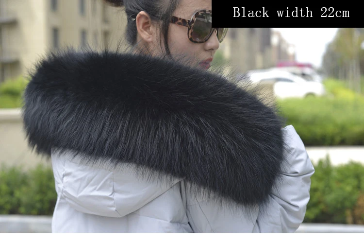 Большой размер натуральный черный енот меховой воротник шарф для женщин зимнее пальто шапка теплый воротник из натурального меха шарфы