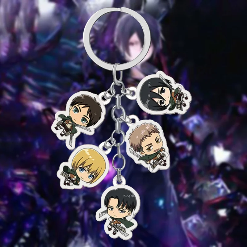 

Cute Japanese Anime Attack Giant Giant Keychain Key Ring Detection Army Rotary Metal Pendant Keychain