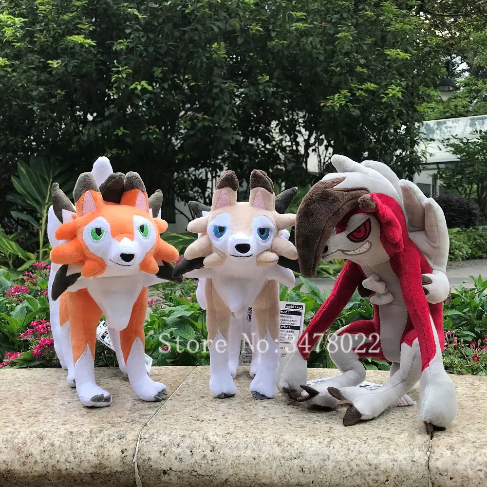 3 вида стилей Lycanroc плюшевые игрушки Солнце Луна ночь ругаруган мягкие мультфильм