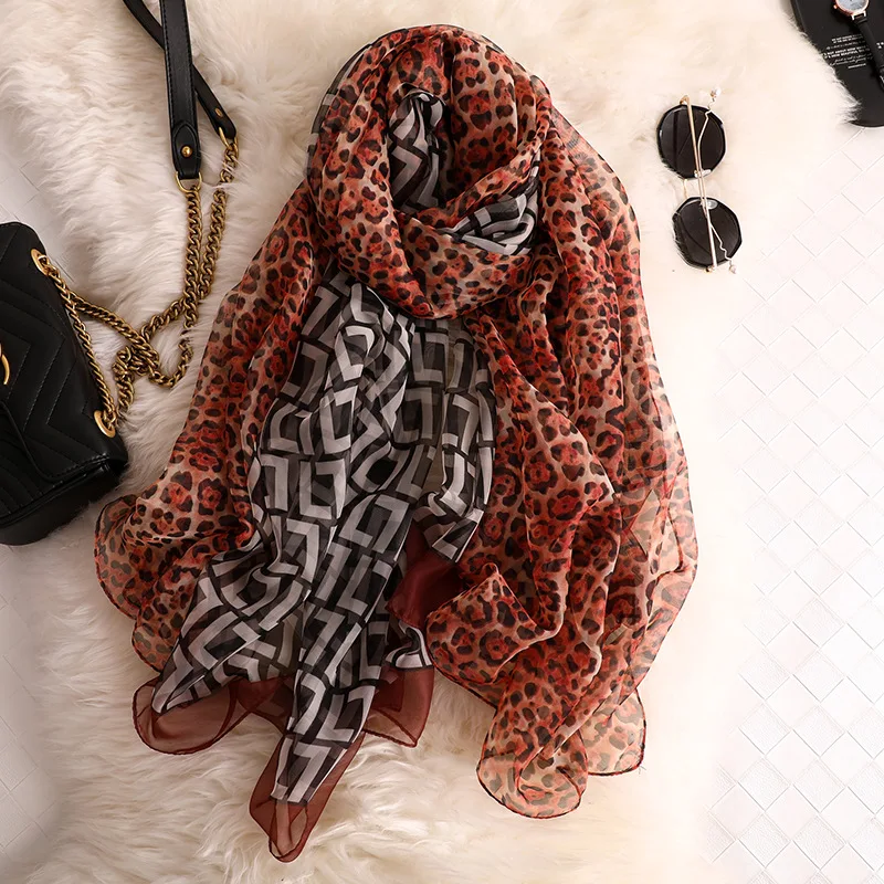 Летние шали и палантины большого размера, женский шарф с принтом, шелковые шарфы, Дамская Пашмина бандана, пляжные палантины, дизайнерский хиджаб - Цвет: C25