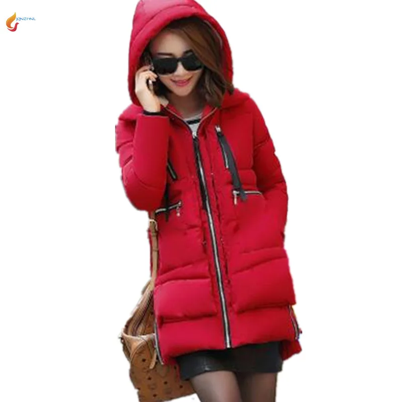 

Women Winter Parka Snow Wear Plus Size M-5XL Down Cotton Wadded Jacket Coat Tooling Thickening eMdium-long Loose Outerwear G296