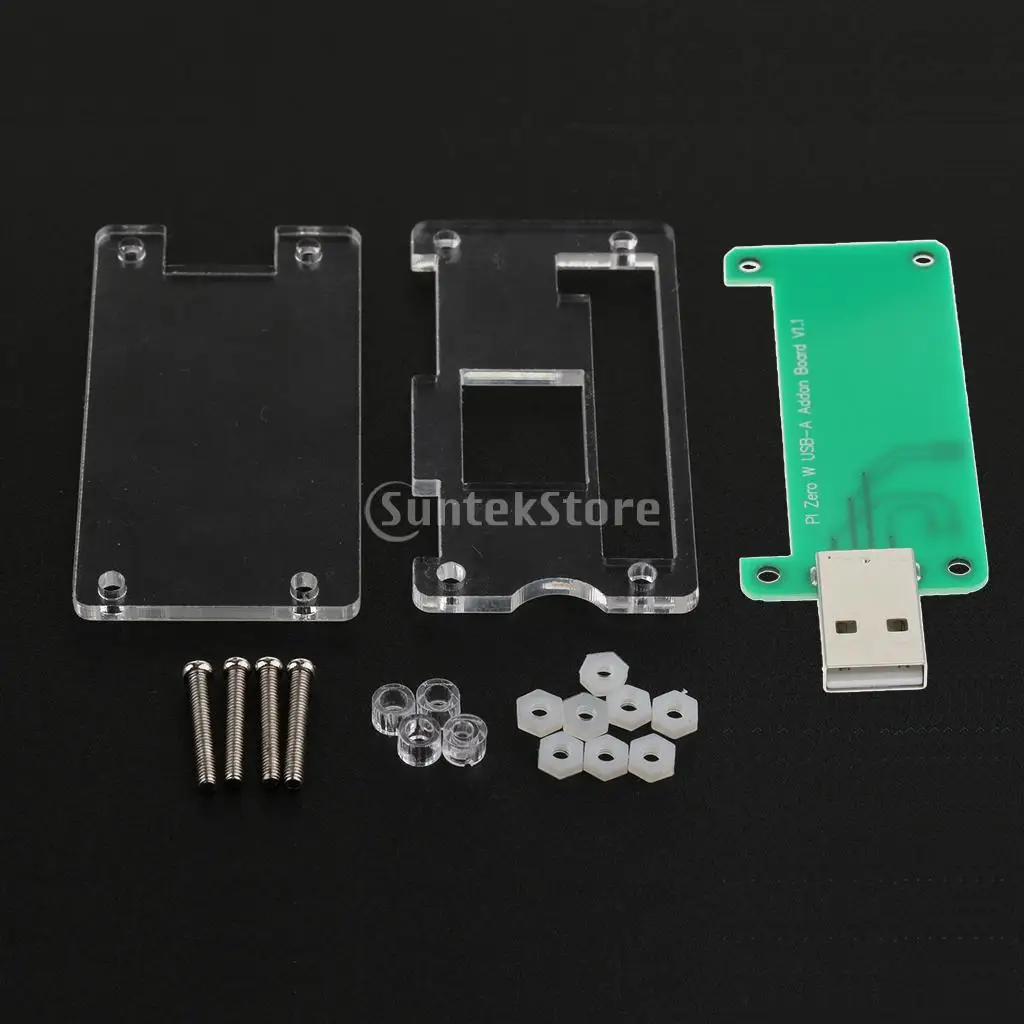 

High Quality Raspberry Pi Zero W USB-A Addon Board With Clear Acrylic Protective Case Can be Used As Bad USB Device