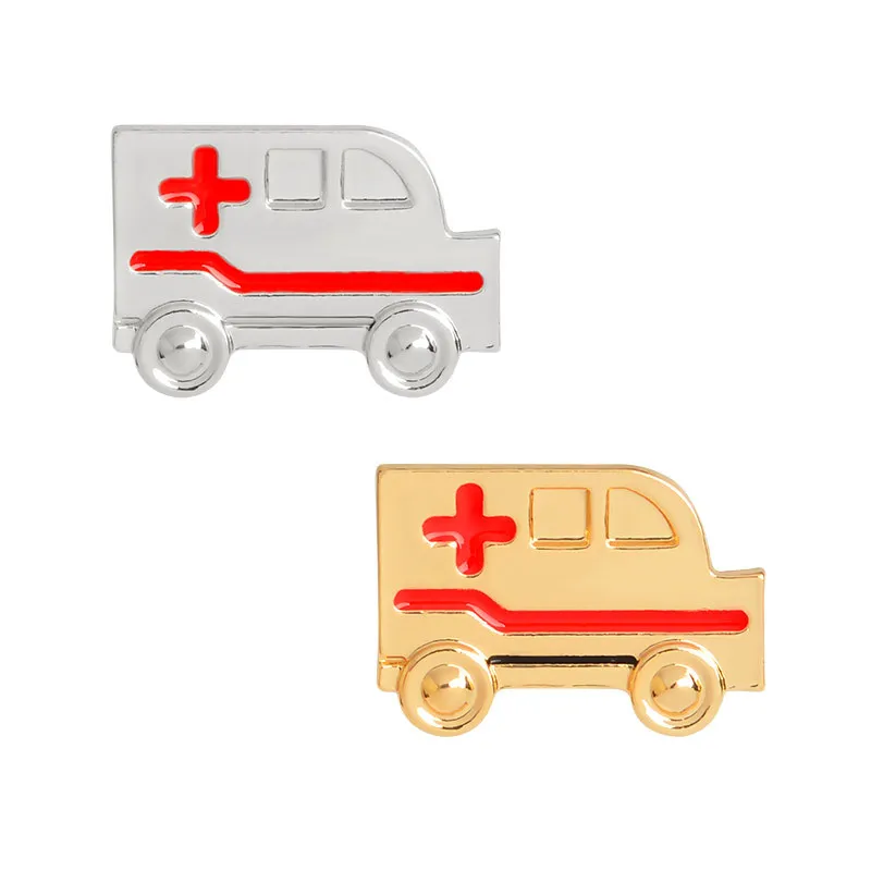 Enacolor 2018 New Hospital Ambulance Brooches Pins Gold Metal Enamel Broach Collar Pin for Doctor Gifts Jewelry | Украшения и
