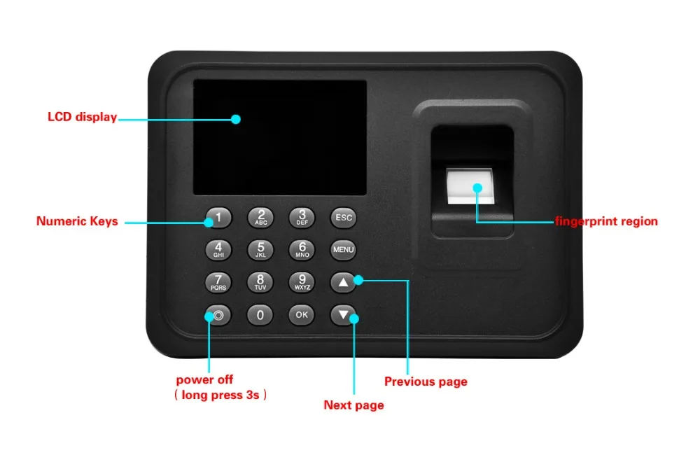 SmartYIBA 2,4 дюймов TFT отпечатков пальцев посещаемость времени часы Регистраторы работника распознавания устройства USB сканер пальца