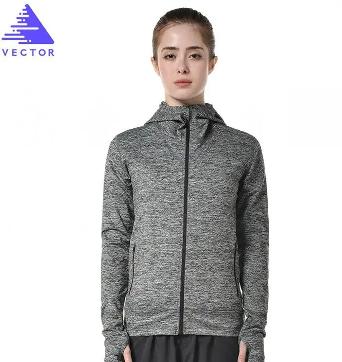 VECTOR Professional Running Jacket women Breathable Quick-drying Джерси для бега наружное спортивное пальто походный бег с капюшоном XXF30004 - Цвет: Gray Women