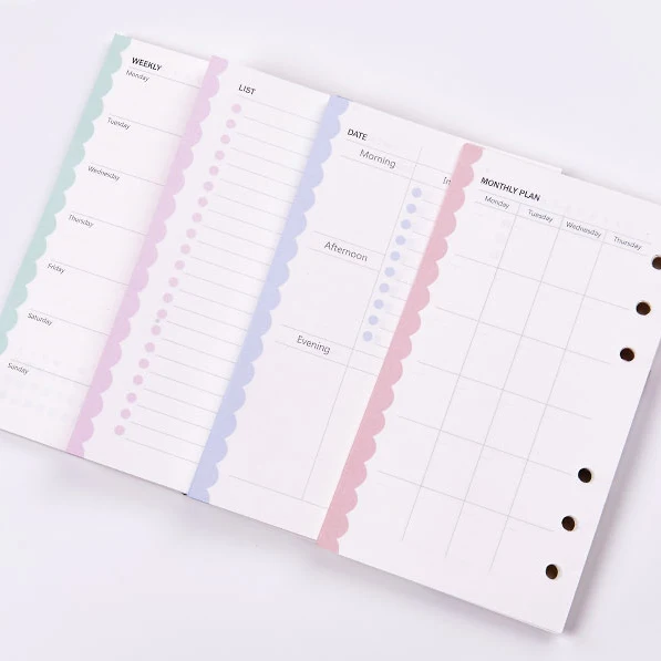 creative 6 holes spiral notebook inner paper core cute daily weekly weekly monthly planner