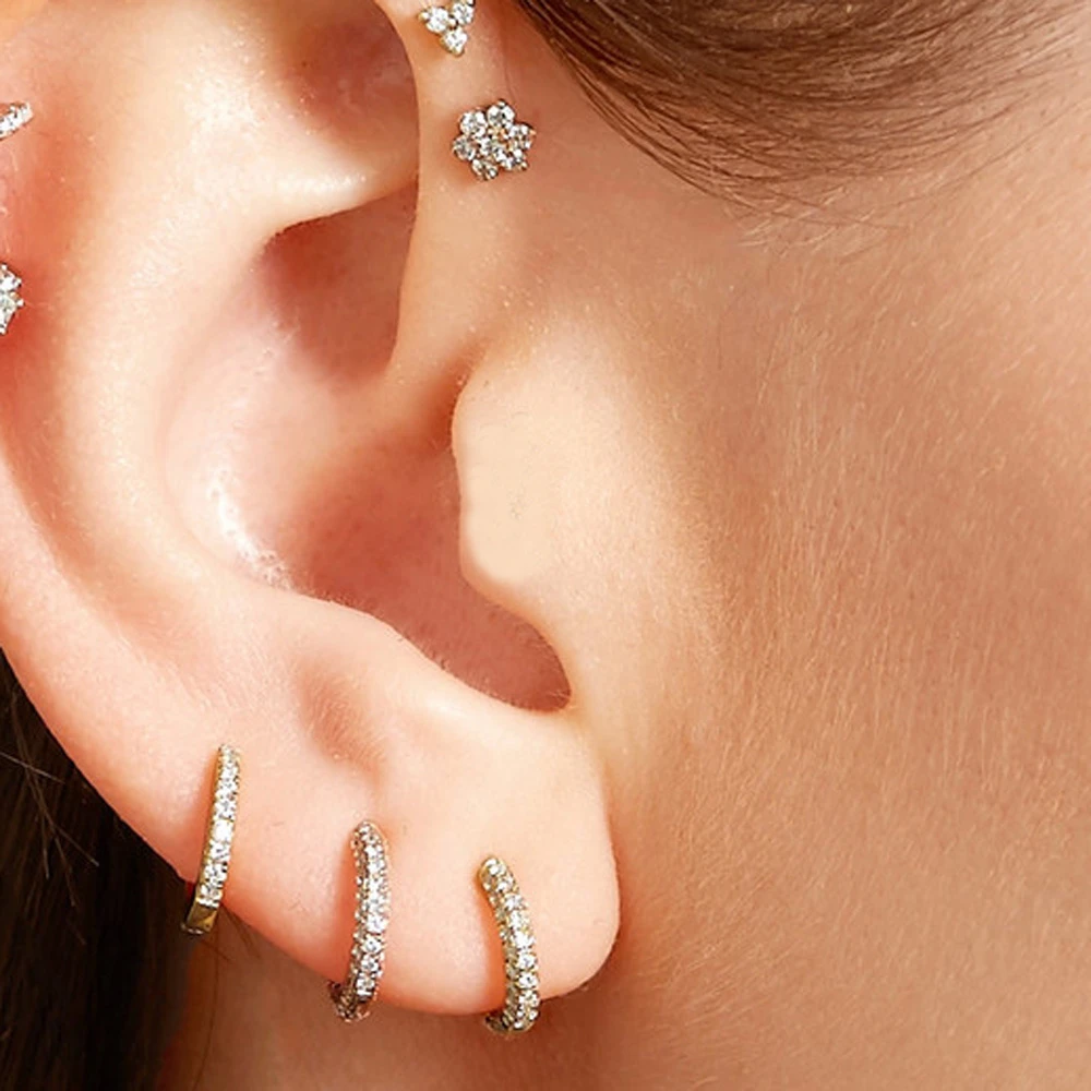 Fashion 925 Sterling Silver Rhinestone Small Hoop Earrings U-loop Circle~