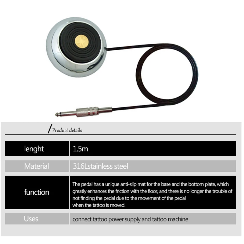 Мини-источник питания для татуажа, профессиональный ножной переключатель из нержавеющей стали, педаль и зажим для шнура, источник питания для тату-машинки
