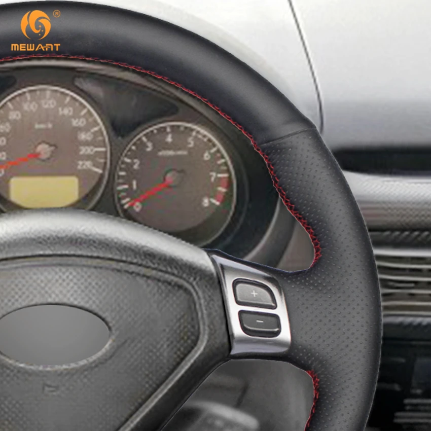 Черный чехол рулевого колеса автомобиля MEWANT из натуральной кожи для Subaru Forester 2004