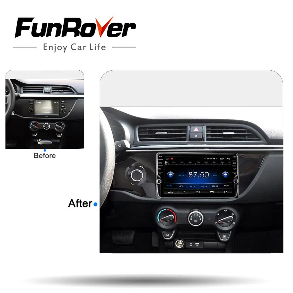 Cheap Funrover IPS Android 8.0 2 din car dvd for kia k2 rio 2016 2017 multimedia radio tape recorder audio stereo wifi video player fm 1