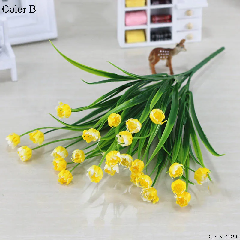 25 головок мини тюльпаны букет Пластиковый искусственный цветок для весеннего дома свадебное украшение белый тюльпан искусственные цветы Флорес