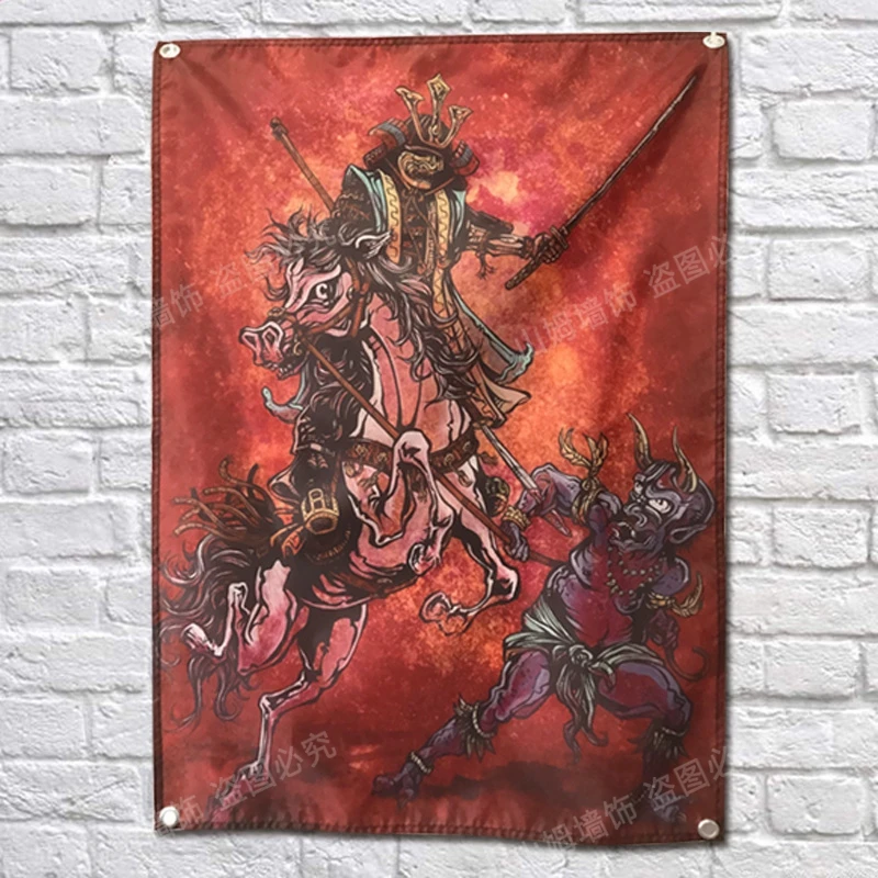 

Samurai Japanese Tattoo Art Poster Flag Banner Home Decoration Hanging flag 4 Gromments in Corners 3*5FT 144cm*96cm