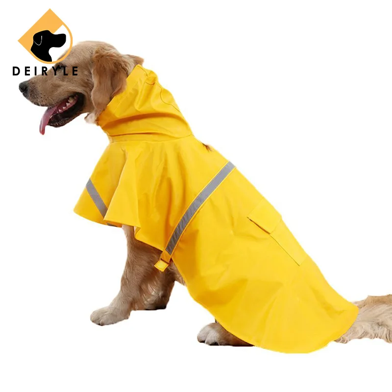 Waterproof Pet Dog Clothes Lightweight Raincoat Jacket With Strip