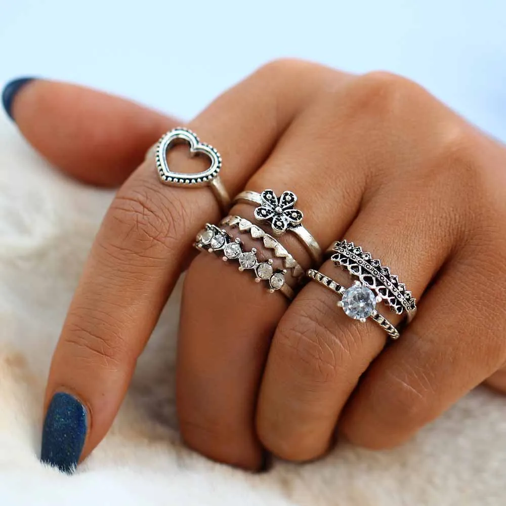 10 шт./Партия набор колец в богемном стиле для женщин, винтажные очаровательные кольца на палец с кристаллами, пляжные вечерние кольца на кончик пальца, ювелирные изделия, подарок - Цвет основного камня: 13