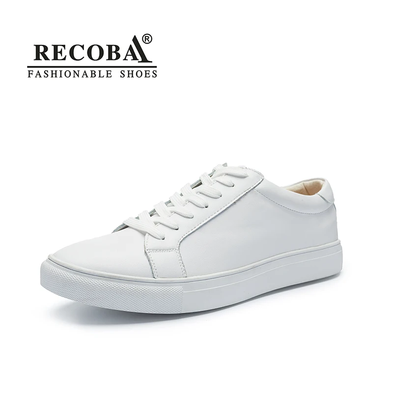Men shoes casual white black luxury brand big size breathable genuine leather flat skate shoes slip