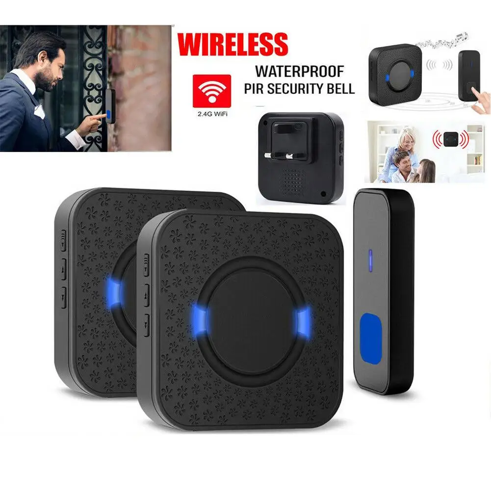 

Wireless Smart DoorBell Twin Wall Plug Waterproof Door Chime Kit 300M with 55 Chimes intercom video doorbell Wireless doorbell