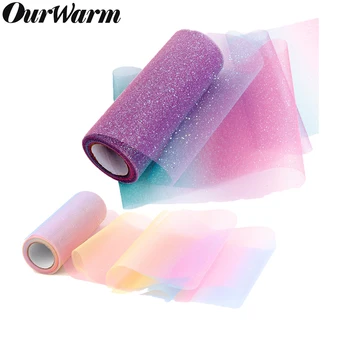 

OurWarm 10Yard/roll Rainbow Glitter Tulle Roll Sequin Crystal Organza Sheer Fabric DIY Craft Gift Tutu Skirt Home Wedding Decor
