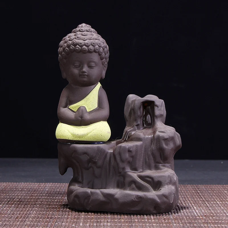 Творческий маленький монах курильница для домашнего офиса Teaho использовать домашний декор Маленький Будда ладан держатель обратного потока курильница
