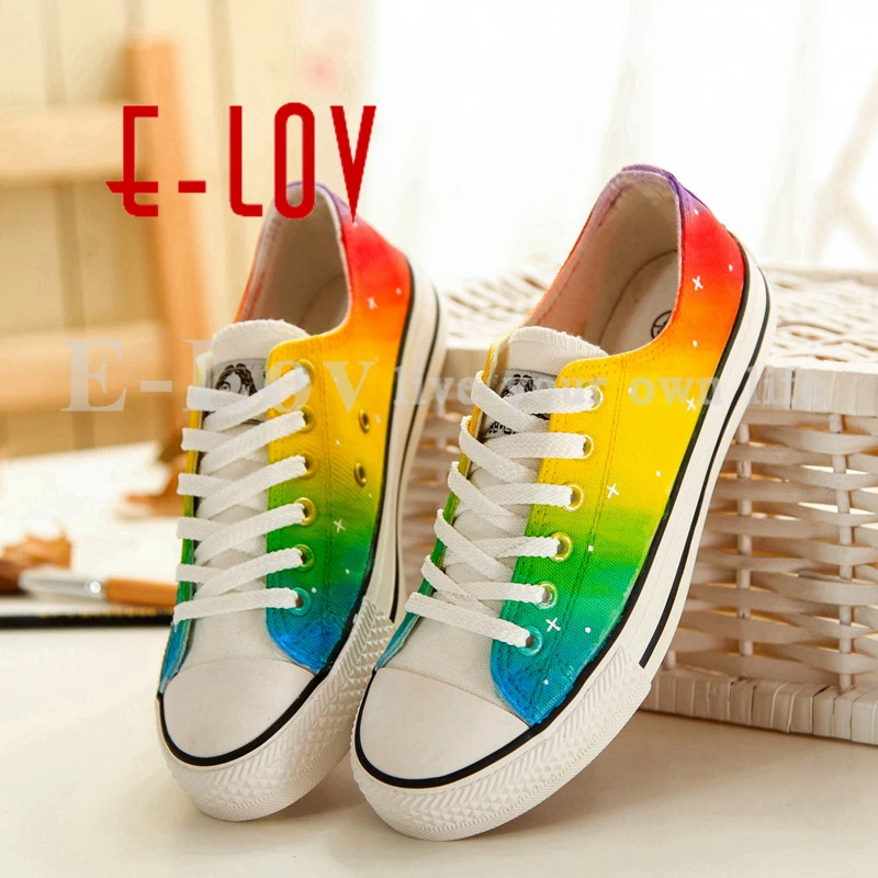 

E-LOV 4 Special Painting Unisex Designs Hand-Painted Canvas Shoes Personalized Women Men Adult Casual Shoes Cute Platform Shoes