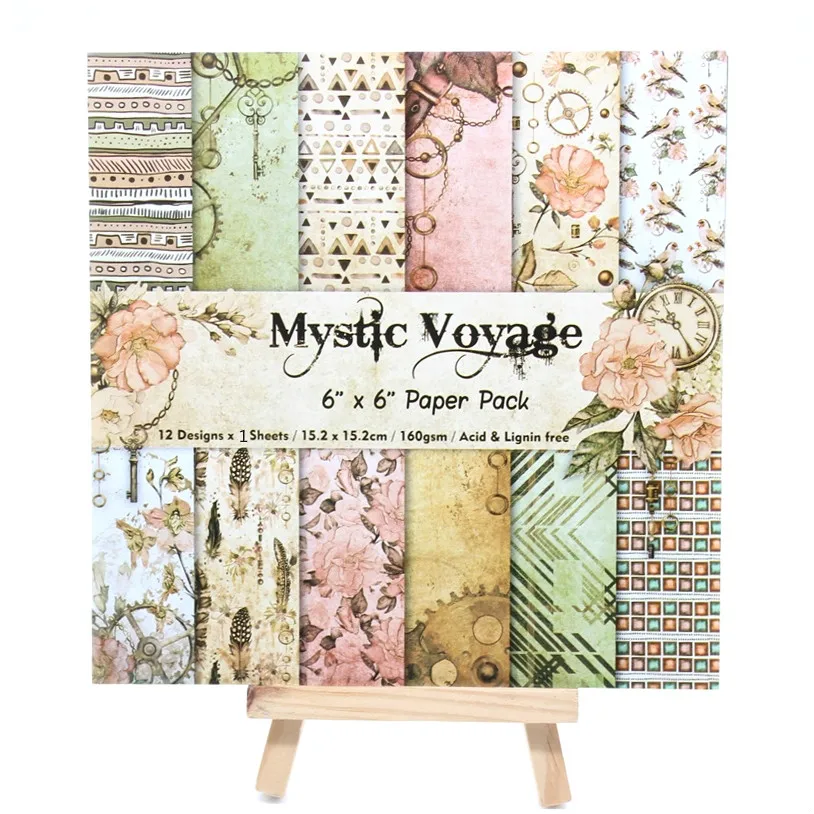 

YPP CRAFT 12pcs 6" Single-side Printed Mystic Voyage pattern creative papercraft art paper handmade scrapbooking kit set book