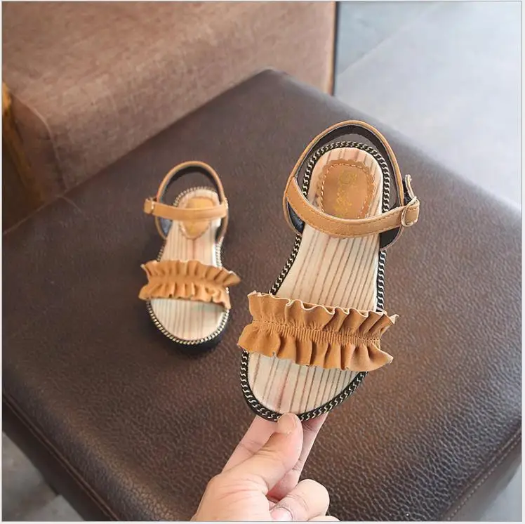 

2019 Hot Sale Baby Girl Sandals Fashion Pleated Soft Girls Shoes Open-toe Beach Summer Shoes Kids Flat Sandals ER 26-36